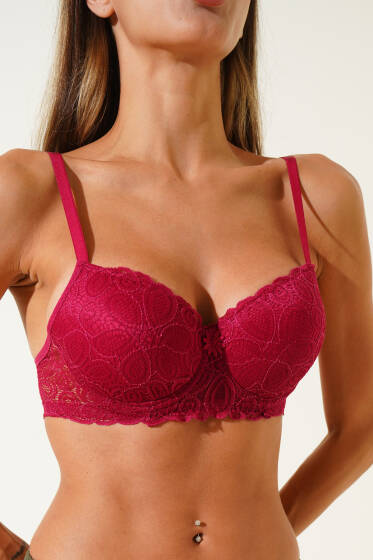 Dantelli Sütyen Bordo - Dantelli Sütyen