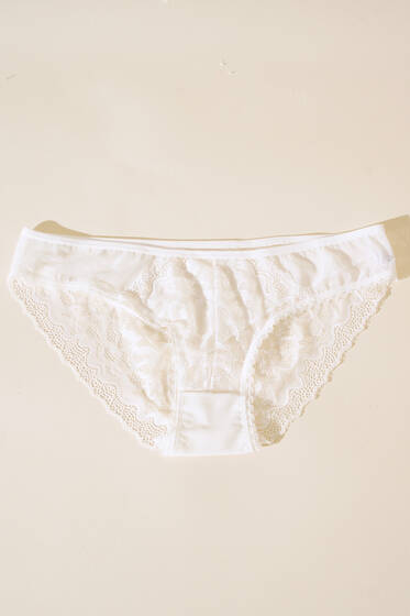 Dantelli Tül Külot Ekru - İç Giyim