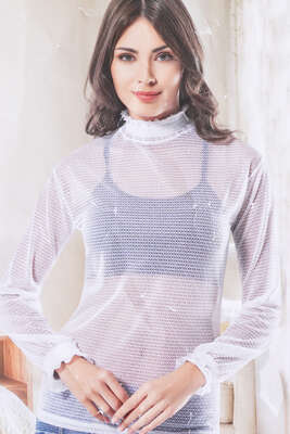 Dantelli Uzun Kol Bayan Body Siyah - Bluz