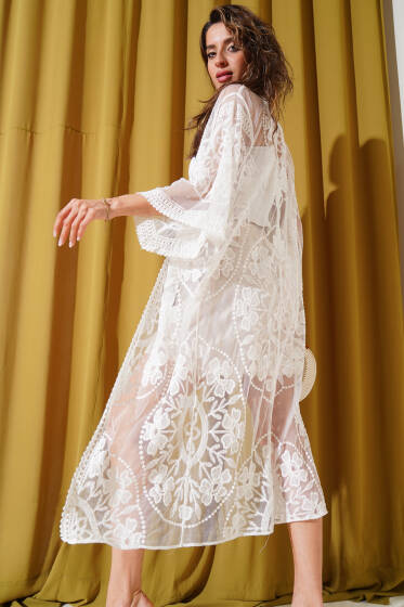 Dantelli Uzun Pareo Beyaz - Kadın Giyim Modelleri