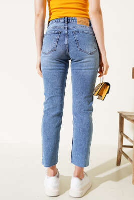 Dar Kesik Paça Mom Kot Pantolon Kar Orta - Kadın Giyim Modelleri