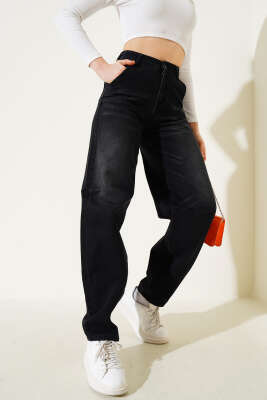 Dar Paça Baggy Kot Pantolon Füme - Kadın Giyim Modelleri