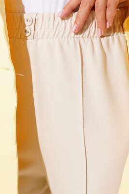 Dar Paça Bel Lastikli Çımalı Pantolon Bej - Yılın Fırsatı