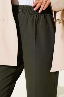 Dar Paça Bel Lastikli Çımalı Pantolon Haki - Yılın Fırsatı