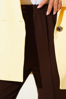 Dar Paça Bel Lastikli Çımalı Pantolon Kahve - Yılın Fırsatı