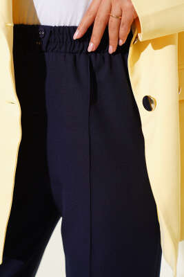 Dar Paça Bel Lastikli Çımalı Pantolon Lacivert - Yılın Fırsatı