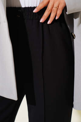 Dar Paça Bel Lastikli Çımalı Pantolon Siyah - Yılın Fırsatı