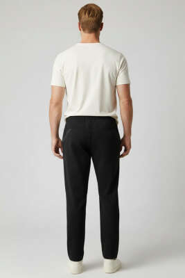 Dar Paça Bel Lastikli Erkek Eşofman Alt Siyah - Erkek Eşofman Alt