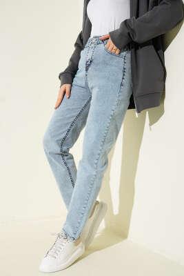 Dar Paça Bel Lastikli Kot Pantolon Buz Mavisi - MUSTİ