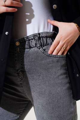 	 Dar Paça Bel Lastikli Kot Pantolon Füme - 500-700 TL Ürünler