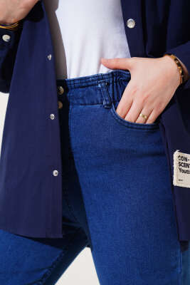 Dar Paça Bel Lastikli Kot Pantolon Mavi - 500-700 TL Ürünler