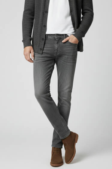 Dar Paça Cep Detaylı Likralı Erkek Pantolon Gri - Erkek Pantolon