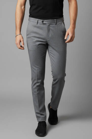 Dar Paça Cepli Erkek Kumaş Pantolon Gri - Erkek Pantolon