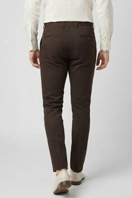 Dar Paça Cepli Erkek Kumaş Pantolon Kahve - Erkek Pantolon