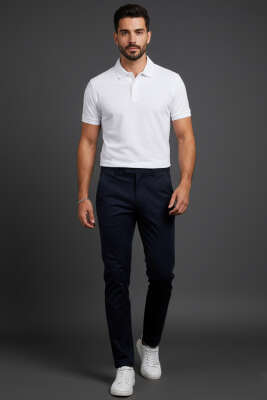 Dar Paça Cepli Erkek Kumaş Pantolon Lacivert - Erkek Pantolon