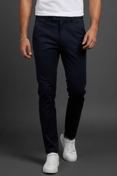 Dar Paça Cepli Erkek Kumaş Pantolon Lacivert - Erkek Pantolon