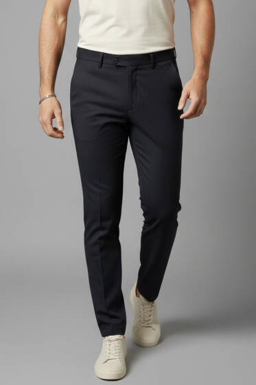 Dar Paça Cepli Erkek Kumaş Pantolon Siyah - Erkek Pantolon