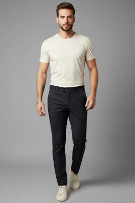 Dar Paça Cepli Erkek Kumaş Pantolon Siyah - Erkek Pantolon