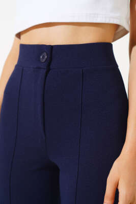 Dar Paça Çımalı Pantolon Lacivert - Kadın Giyim Modelleri