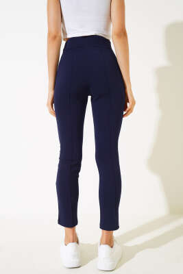 Dar Paça Çımalı Pantolon Lacivert - Kadın Giyim Modelleri