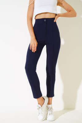 Dar Paça Çımalı Pantolon Lacivert - LUSTRİN