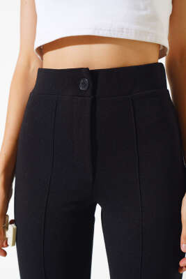 Dar Paça Çımalı Pantolon Siyah - Kadın Giyim Modelleri