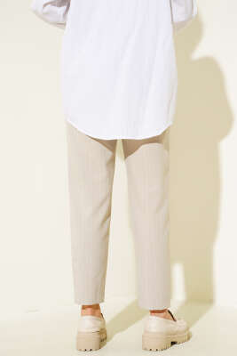 Dar Paça Çizgili Pantolon Bej - 100-300 TL Ürünler