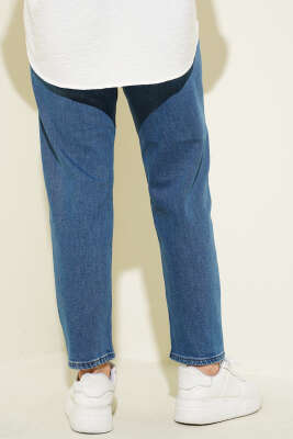 Dar Paça Düğmeli Mom Jean Pantolon Kot Mavisi - 300-500 TL Ürünler