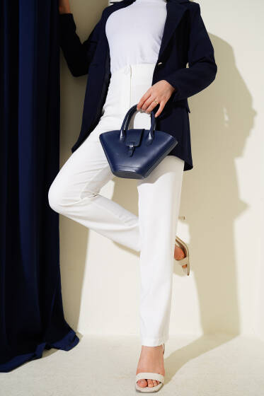 Dar Paça Düğmeli Pantolon Ekru - Pantolon