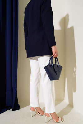 Dar Paça Düğmeli Pantolon Ekru - Pantolon