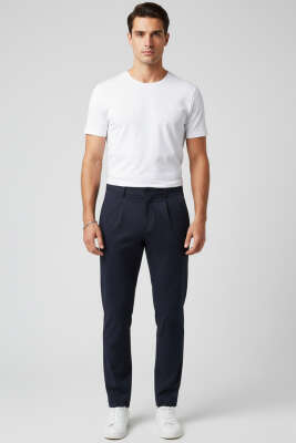 Dar Paça Erkek Kumaş Pantolon Lacivert - Erkek Pantolon