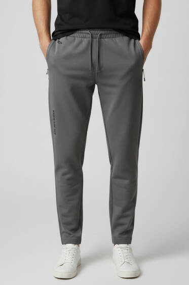 Dar Paça Fermuar Cepli Erkek Eşofman Altı Füme - Erkek Eşofman Alt