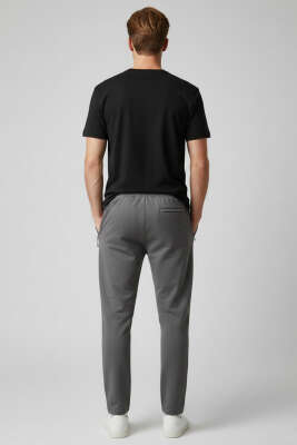 Dar Paça Fermuar Cepli Erkek Eşofman Altı Füme - Erkek Eşofman Alt