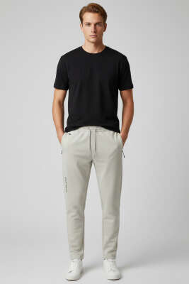 Dar Paça Fermuar Cepli Erkek Eşofman Altı Gri - Erkek Eşofman Alt