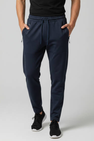 Dar Paça Fermuar Cepli Erkek Eşofman Altı Lacivert - Erkek Eşofman Alt