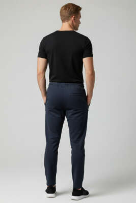 Dar Paça Fermuar Cepli Erkek Eşofman Altı Lacivert - Erkek Eşofman Alt