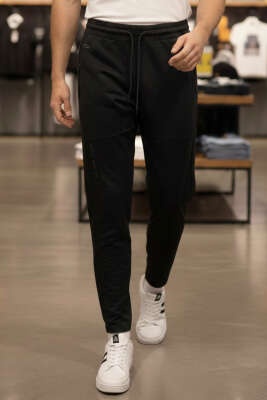 Dar Paça Fermuar Cepli Erkek Eşofman Altı Siyah - DYNAMO