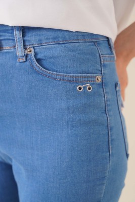 Dar Paça Halka Detaylı Orta Kot Pantolon - Thumbnail