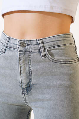 Dar Paça Kot Pantolon Gri Kar - Yılın Fırsatı