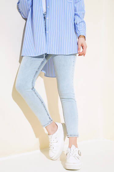 Dar Paça Kot Pantolon Kar Açık - Pantolon