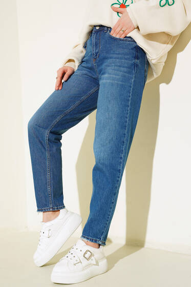 Dar Paça Kot Pantolon Mavi - Pantolon