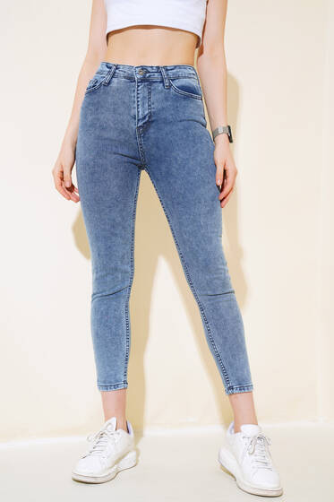 Dar Paça Kot Pantolon Orta Kar - Kadın Giyim Modelleri