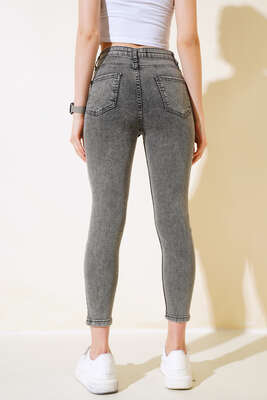 Dar Paça Kot Pantolon Siyah Kar - Kadın Giyim Modelleri