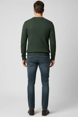 Dar Paça Likrali Cepli Erkek Pantolon Tintli - Erkek Pantolon