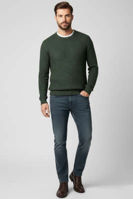 Dar Paça Likrali Cepli Erkek Pantolon Tintli - Erkek Pantolon