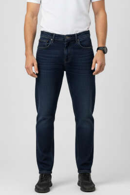 Dar Paça Likralı Erkek Kot Pantolon Lacivert - DEEP BROWN