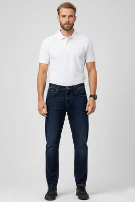 Dar Paça Likralı Erkek Kot Pantolon Lacivert - Yeni Erkek Giyim