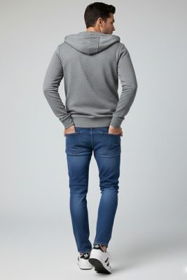 Dar Paça Likralı Erkek Kot Pantolon Mavi - Erkek Pantolon