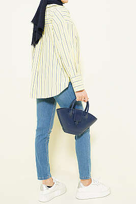 Dar Paça Likralı Kot Pantolon Mavi - Pantolon