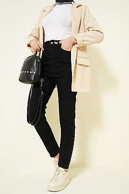 Dar Paça Likralı Kot Pantolon Siyah - BLUE HİLL(ZER)